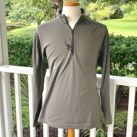 Spyder Grey Graphic 1/2 zip Performance Pullover. Gray. Large. - Picture 1 of 9